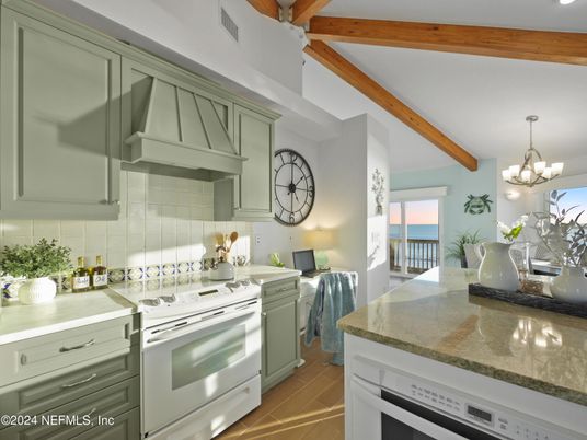 Chandelier, Interior, Kitchen, Pendant Lights, Water, Wooden Beams