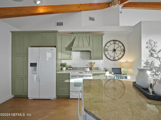 Interior, Kitchen, Recessed Lighting, Wooden Beams, Wood Texture Flooring