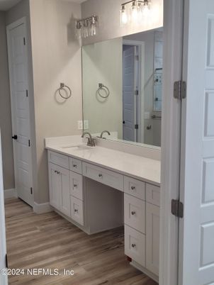 Bathroom, Dual Sink Vanities, Interior, Wood Texture Flooring