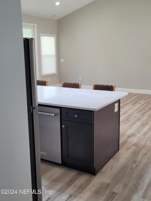 Dining room, Interior, Kitchen, Recessed Lighting, Wood Texture Flooring