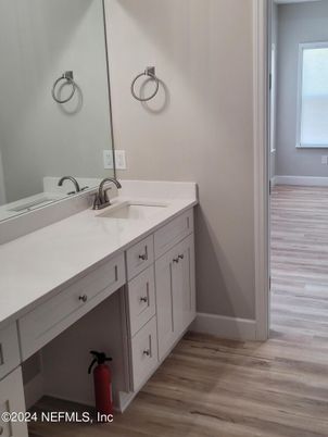 Bathroom, Dual Sink Vanities, Interior, Wood Texture Flooring