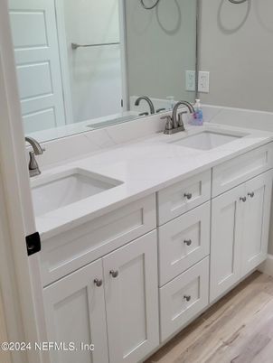 Bathroom, Dual Sink Vanities, Interior, Wood Texture Flooring