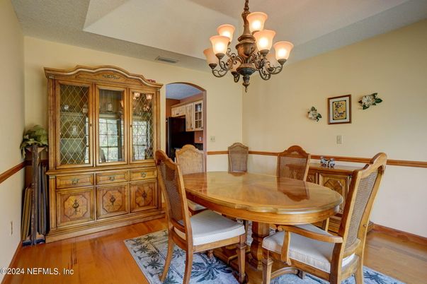 Chandelier, Dining room, Interior, Wood Texture Flooring