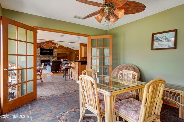 Dining room, Fireplace, Interior, Kitchen, Recessed Lighting