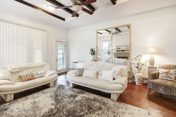 Fireplace, Interior, Living room, Wooden Beams, Wood Texture Flooring