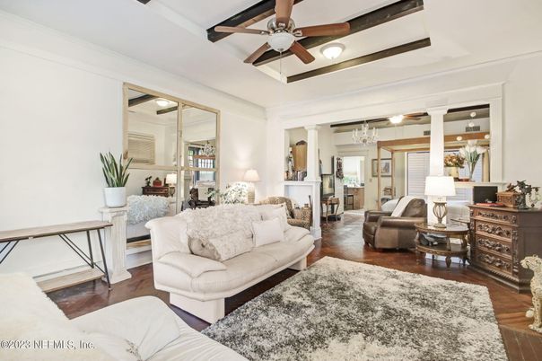 Chandelier, Interior, Living room, Wood Texture Flooring