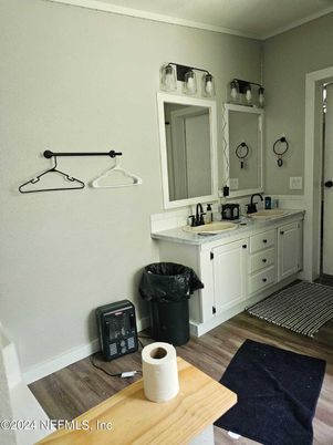 Bathroom, Dual Sink Vanities, Interior, Wood Texture Flooring