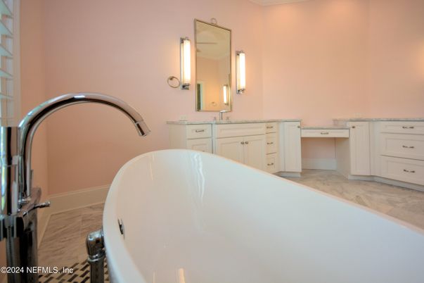 Bathroom, Dual Sink Vanities, Free Standing Baths, Interior, Marble