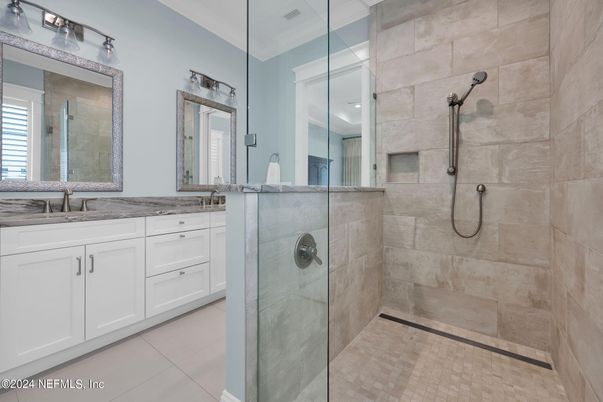 Bathroom, Dual Sink Vanities, Glass Shower, Interior
