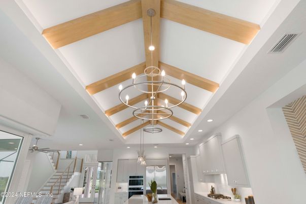 Interior, Kitchen, Pendant Lights, Recessed Lighting, Wooden Beams
