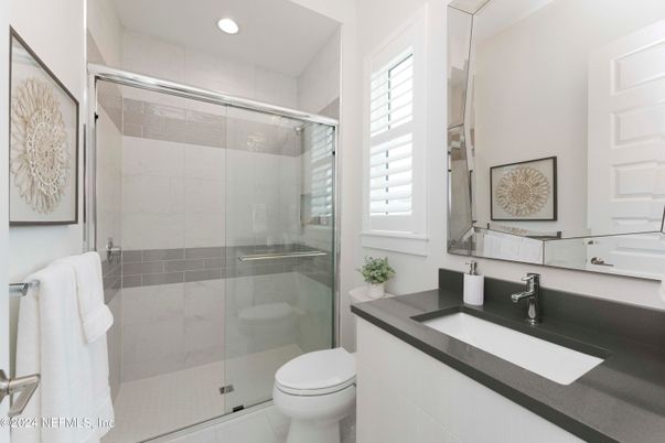 Bathroom, Glass Shower, Interior, Recessed Lighting