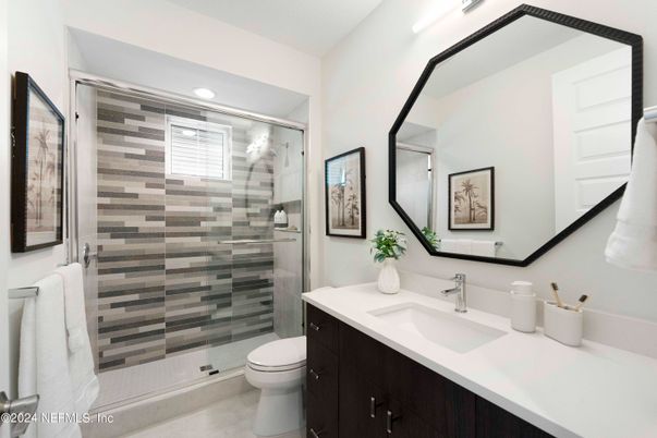 Bathroom, Glass Shower, Interior, Recessed Lighting