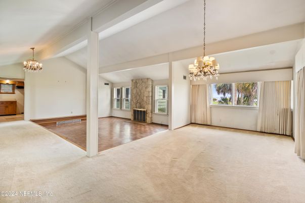 Chandelier, Empty room, Interior, Wood Texture Flooring