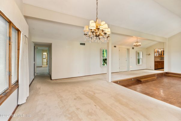 Chandelier, Empty room, Interior, Wood Texture Flooring