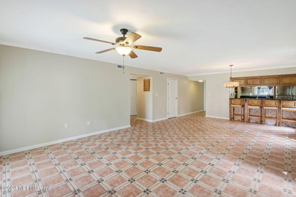 Empty room, Interior, Kitchen, Pendant Lights, Recessed Lighting