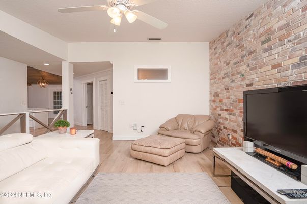 Interior, Living room, Recessed Lighting, Stone Walls