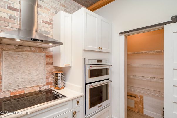 Interior, Kitchen, Stainless Steel Appliances, Stone Walls