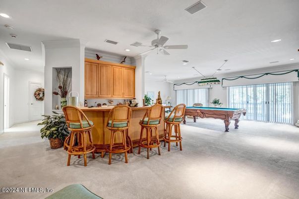 Billiard Table, Game Room, Interior, Recessed Lighting