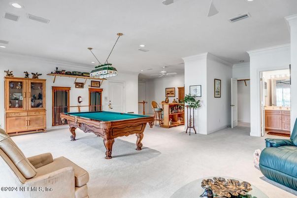 Billiard Table, Game Room, Interior, Pendant Lights, Recessed Lighting