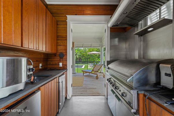 Interior, Kitchen, Stainless Steel Appliances, Wooden Walls