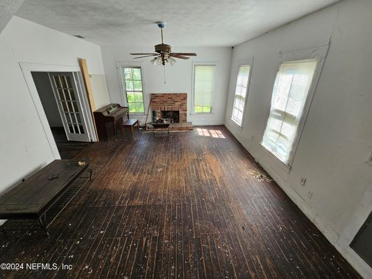 Empty room, Fireplace, Interior, Wood Texture Flooring