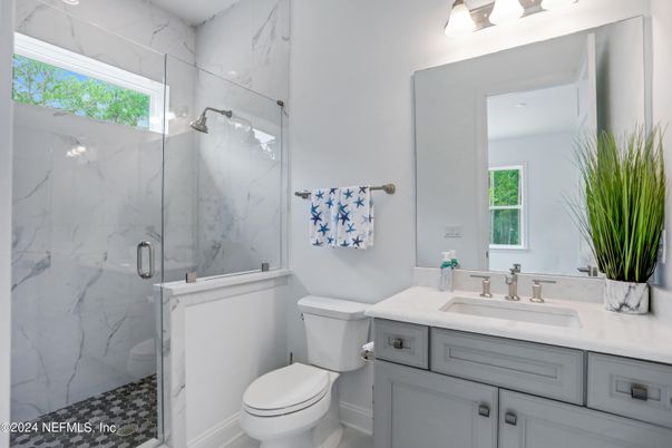 Bathroom, Glass Shower, Interior, Marble Walls
