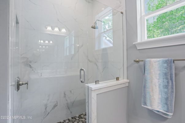 Bathroom, Glass Shower, Interior, Marble Walls