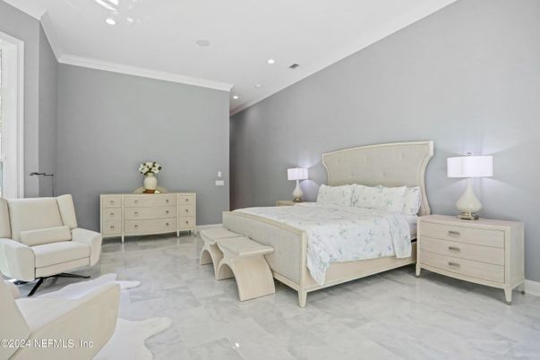 Bedroom, Interior, Marble, Recessed Lighting