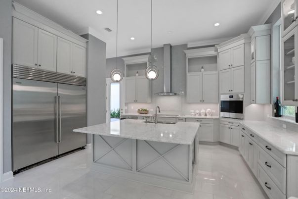 Interior, Kitchen, Pendant Lights, Recessed Lighting, Stainless Steel Appliances