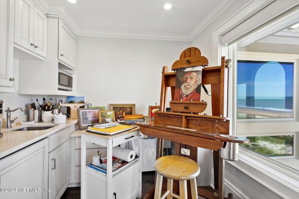 Home Office, Interior, Recessed Lighting, Water, Wood Texture Flooring