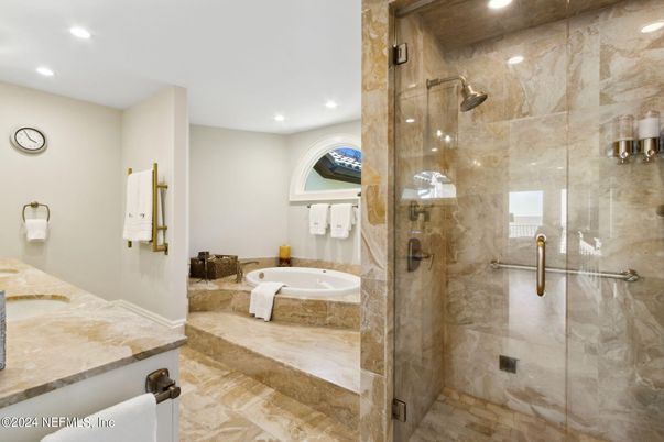 Bathroom, Glass Shower, Interior, Recessed Lighting