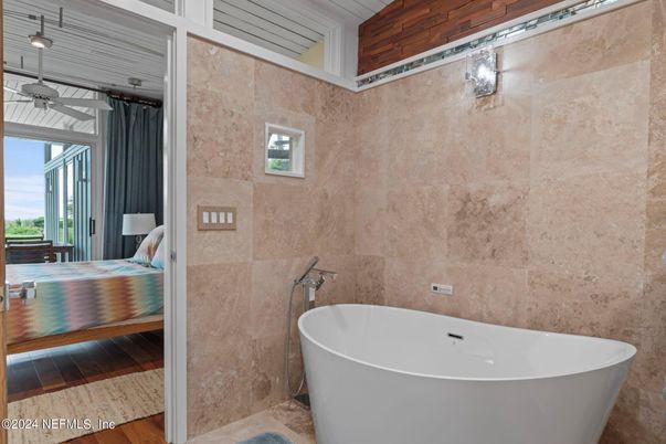 Bathroom, Free Standing Baths, Interior, Wood Texture Flooring