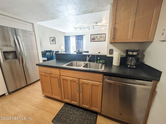 Interior, Kitchen, Stainless Steel Appliances, Wood Texture Flooring