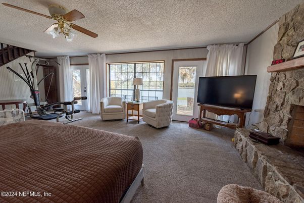 Bedroom, Fireplace, Interior, Living room, Stone Walls