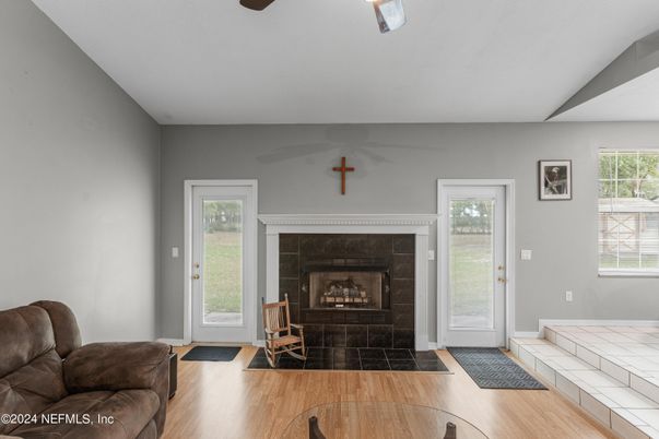 Fireplace, Interior, Wood Texture Flooring