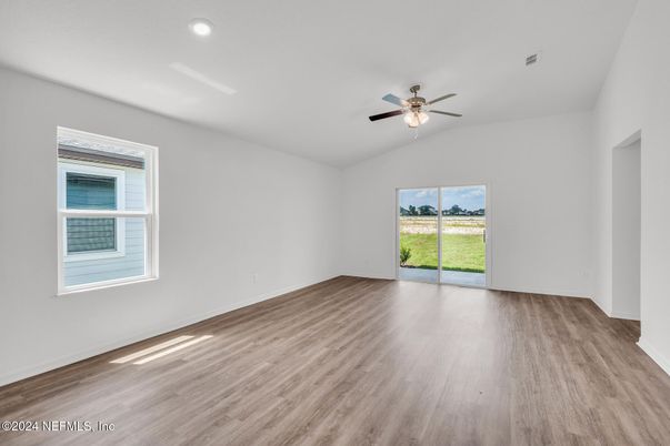Empty room, Interior, Recessed Lighting, Wood Texture Flooring