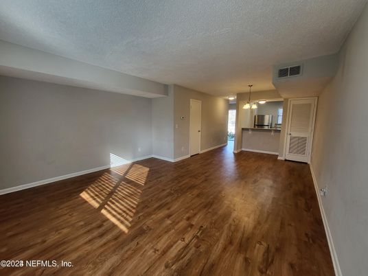 Empty room, Interior, Pendant Lights, Wood Texture Flooring