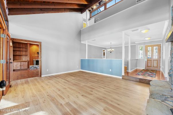 Chandelier, Interior, Wooden Beams, Wood Texture Flooring