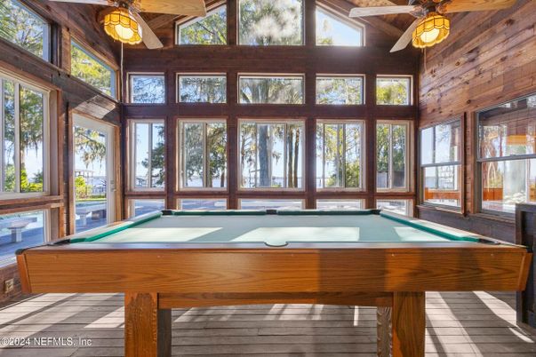 Billiard Table, Game Room, Interior, Wooden Ceilings, Wooden Walls
