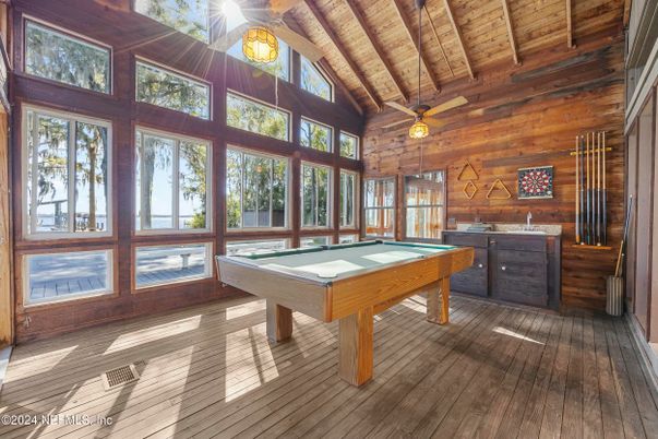 Billiard Table, Game Room, Interior, Wooden Beams, Wooden Ceilings, Wood Texture Flooring, Wooden Walls