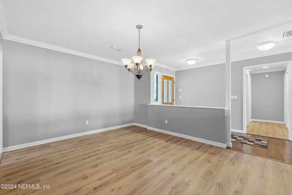 Chandelier, Empty room, Interior, Wood Texture Flooring