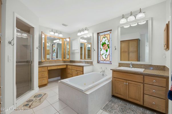 Bathroom, Dual Sink Vanities, Glass Shower, Interior