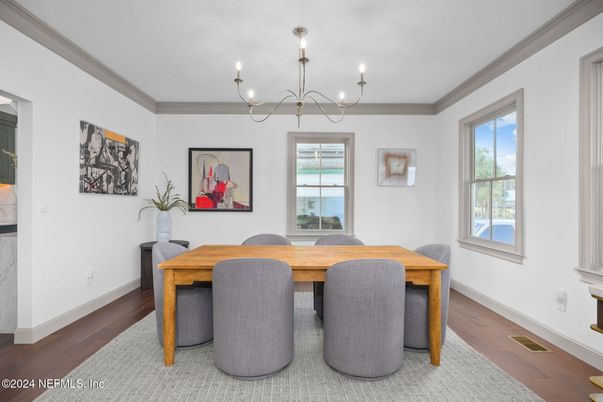 Chandelier, Dining room, Interior, Wood Texture Flooring