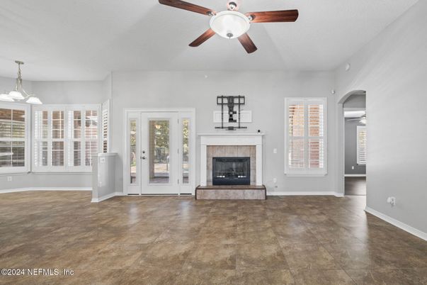 Empty room, Fireplace, Interior, Pendant Lights