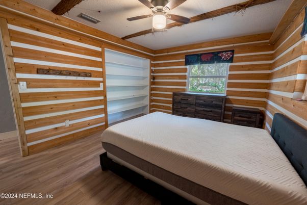 Bedroom, Interior, Wood Texture Flooring, Wooden Walls