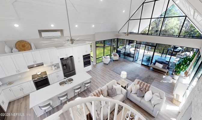 Interior, Kitchen, Living room, Pendant Lights, Recessed Lighting, Wood Texture Flooring