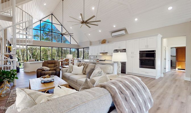 Interior, Kitchen, Living room, Pendant Lights, Recessed Lighting, Stainless Steel Appliances, Wood Texture Flooring