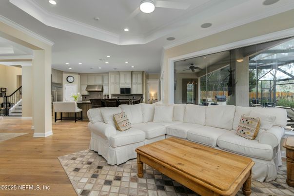 Interior, Kitchen, Living room, Recessed Lighting, Stainless Steel Appliances, Wood Texture Flooring