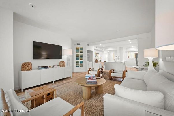 Interior, Living room, Recessed Lighting, Wood Texture Flooring