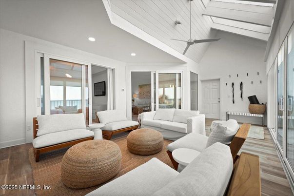 Interior, Living room, Recessed Lighting, Wood Texture Flooring